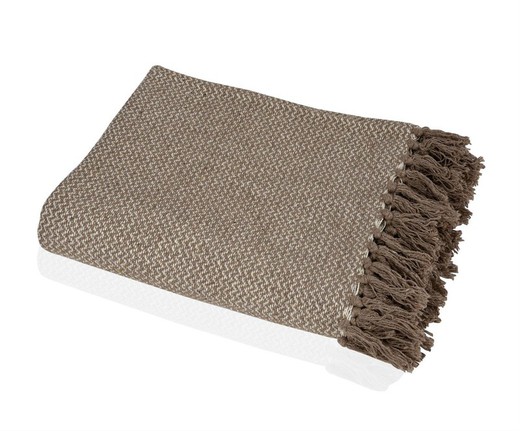 Brown sofa plaid with 100% cotton fringes