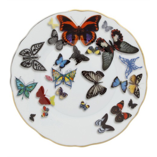 Brotuntertasse aus Porzellan in Multicolor, Ø 17 x 2,4 cm | Schmetterlingsparade