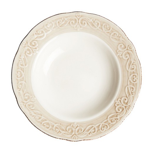 Plato hondo de cerámica en blanco, Ø 23 x 4 cm | Alka