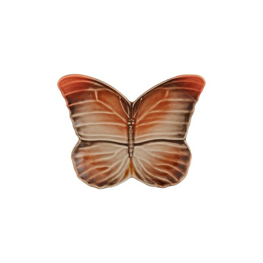 Brødtallerken af ​​lertøj i terracotta, 14,6 x 18,4 x 4,2 cm | Overskyede sommerfugle