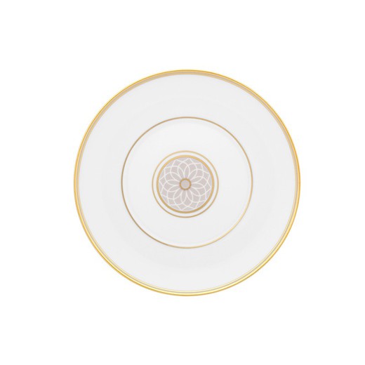 Plato de pan de porcelana en blanco, beige y oro, 16,9 x 16,9 x 1,7 cm | Terrace