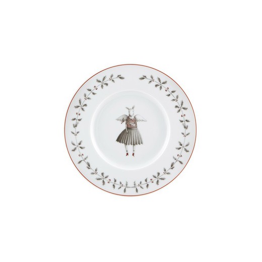 Plato de pan de porcelana en blanco, rojo y negro, 18,6 x 18,6 x 1,7 cm | Nöel