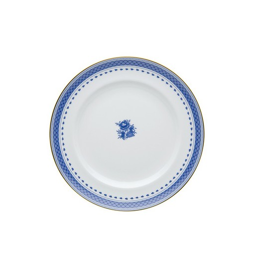 Prato para pão em porcelana branca e azul, 17,4 x 17,4 x 2 cm | Cozinha Velha