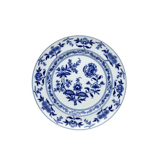 Prato para pão em porcelana branca e azul, 17,4 x 17,4 x 2 cm | Margão