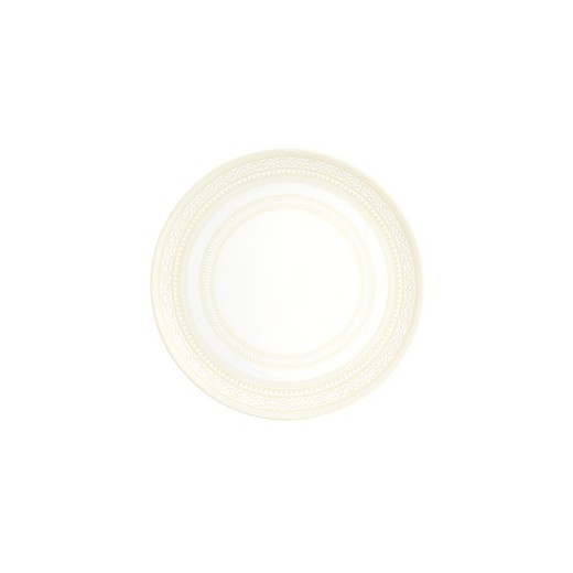 Assiette à pain en porcelaine blanche et ivoire, 19,4 x 19,4 x 2,1 cm | Ivoire