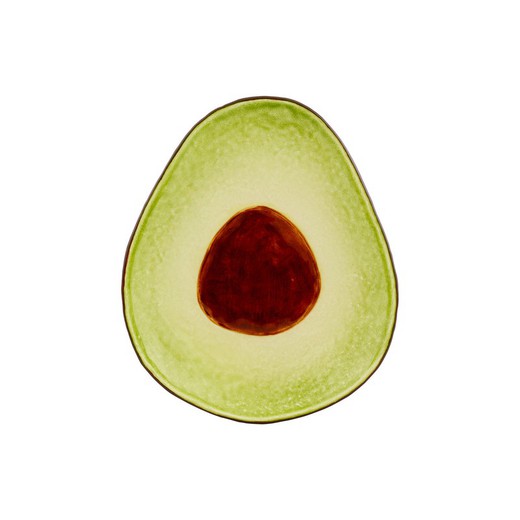 Avocado desserttallerken lavet af lertøj i grøn og brun, 25,2 x 21,3 x 3,4 cm | Tropiske frugter