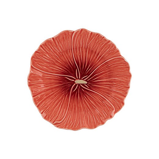 Prato de sobremesa em faiança Alcea cor coral, 22 x 21,6 x 2 cm | Maria Flor