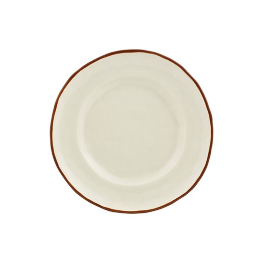 Coco Dessert Plate in White and Brown Earthenware, 21.1 x 21 x 3 cm | Tropical Fruits