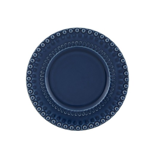 Earthenware dessert plate in blue, 22 x 22 x 2.8 cm | Fantasy