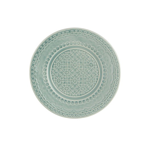 Earthenware dessert plate in sunrise blue, 22 x 22 x 2.3 cm | Rua Nova