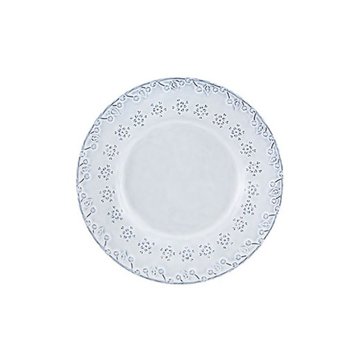 Plato de postre de loza en blanco envejecido, 22,9 x 22,9 x 3 cm | Flora