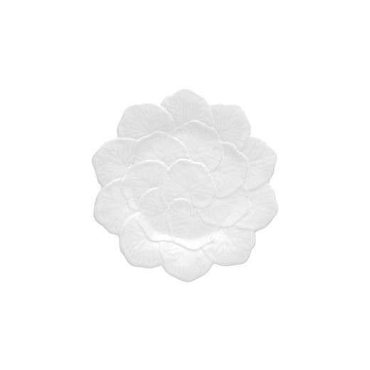 Wit aardewerk dessertbord, Ø 22 x 2 cm | Geranium