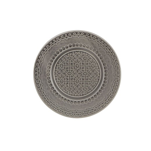 Ash grey earthenware dessert plate, 22 x 22 x 2.3 cm | Rua Nova