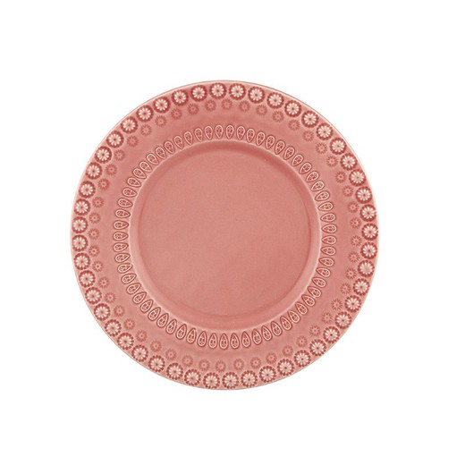 Pink earthenware dessert plate, 22 x 22 x 2.8 cm | Fantasy