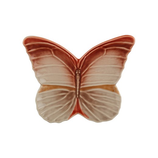 Terracotta earthenware dessert plate, 31.1 x 25.4 x 5.6 cm | Cloudy Butterflies