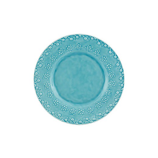 Assiette à dessert en faïence turquoise, 22,9 x 22,9 x 3 cm | Flore