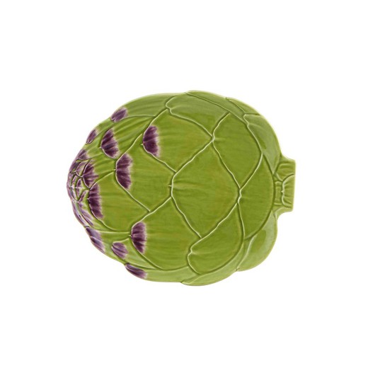 Desserttallerken i lertøj i grøn, 23,8 x 20,3 x 2,4 cm | Artiskok
