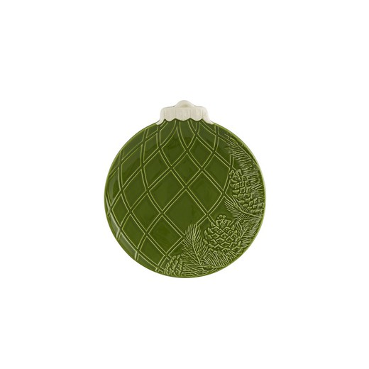 Ceramiczny talerz deserowy w kolorze zielonym, 24,3 x 22 x 2,5 cm | świateczne ozdoby