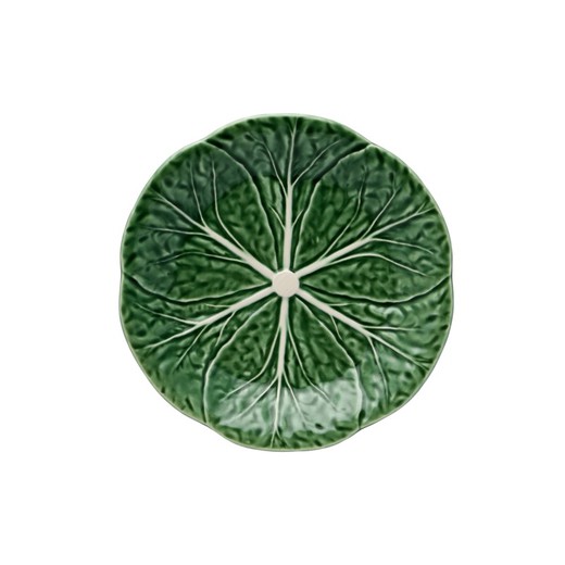 Earthenware dessert plate in green, Ø 19 x 2.5 cm | Cabbage