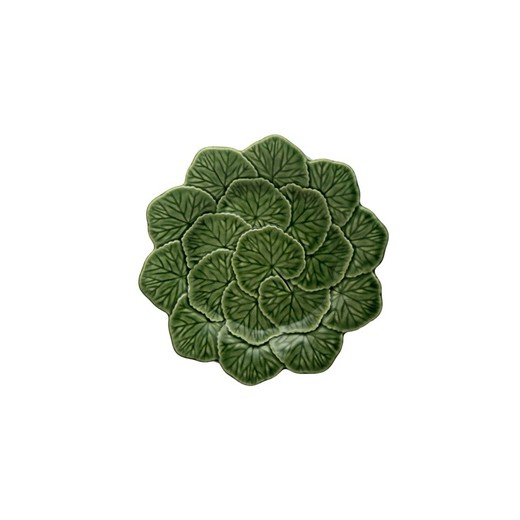 Prato de sobremesa em faiança verde, Ø 22 x 2 cm | Gerânio