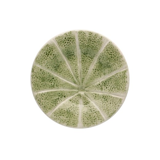 Earthenware dessert plate in green and white, Ø 20 x 2.5 cm | Melon