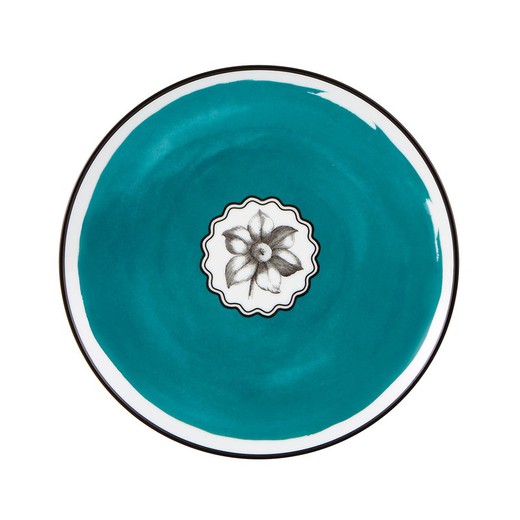Desserttallerken i akvamarin porcelæn, Ø 23,1 x 2,9 cm | Herbariae Parade