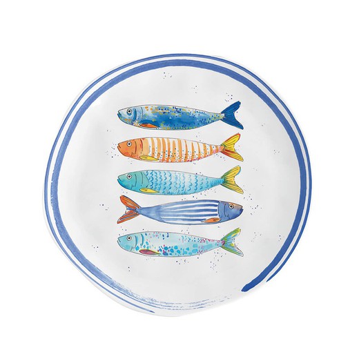 Plato de postre de porcelana en azul y blanco, 21 x 21 cm | Bord de Mer