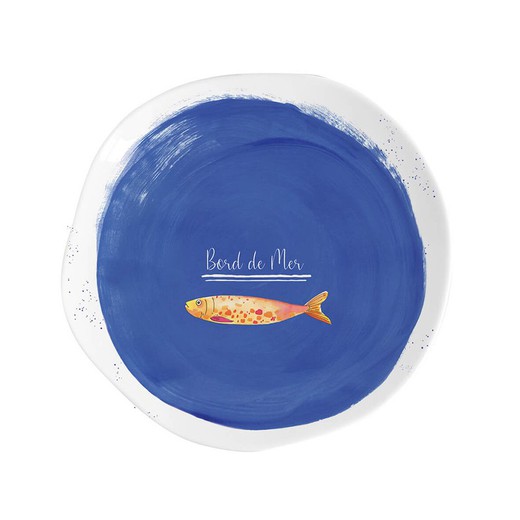 Porcelain dessert plate in blue, 21 x 21 cm | Borde de Mer