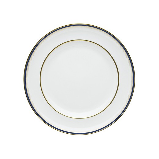 Prato de Sobremesa em Porcelana Branco, Azul e Dourado, 21,6 x 21,6 x 2,6 cm | Cambridge