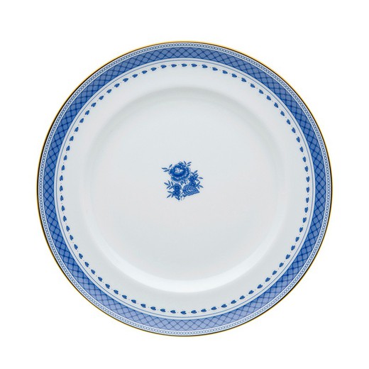 Porcelain dessert plate in white and blue, 21.6 x 21.6 x 2.6 cm | Cozinha Velha