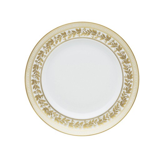 White and gold porcelain dessert plate, 21.6 x 21.6 x 2.6 cm | Anna