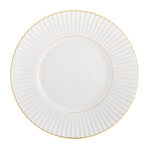 Prato de Sobremesa em Porcelana Branco e Dourado, 22,9 x 22,9 x 2,6 cm | 200 anos