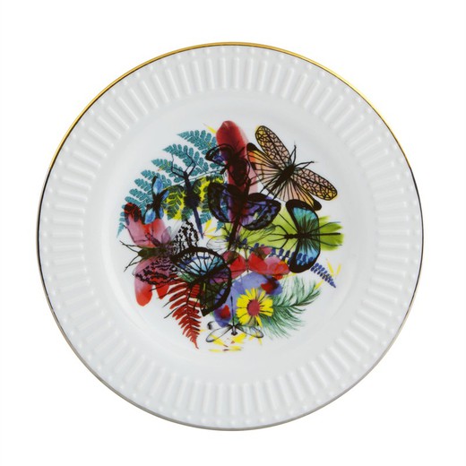 Plato de postre de porcelana en multicolor, Ø 22 x 2 cm | Caribe
