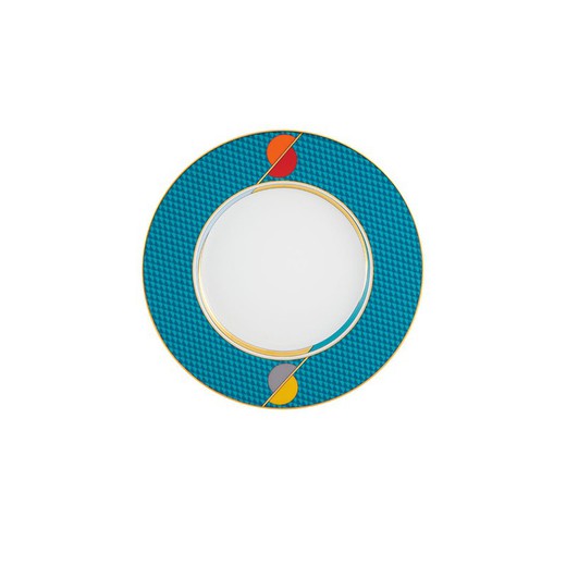 Porcelæns desserttallerken i flerfarvet, Ø 22,8 x 1,7 cm | futurisme