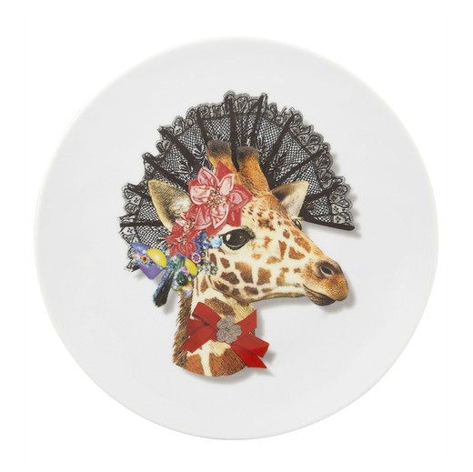 Talerz deserowy „Doña Giraffe” z wielokolorowej porcelany, Ø 23 x 2,9 cm | Kochaj kogo chcesz