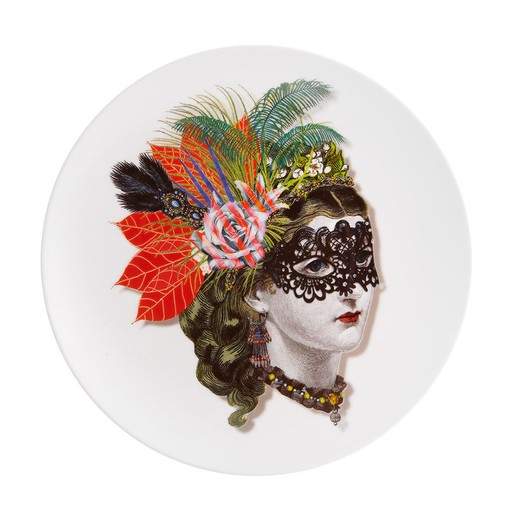 „Mamzelle scarlet“ Dessertteller aus Porzellan in Mehrfarbig, Ø 23 x 2,9 cm | Liebe, wen du willst