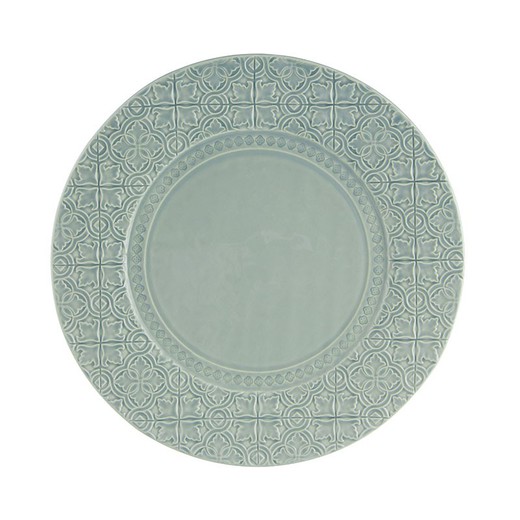 Assiette de Présentation en Faïence Bleu Aube, 34,5 x 34,5 x 2,5 cm | Rue Nova