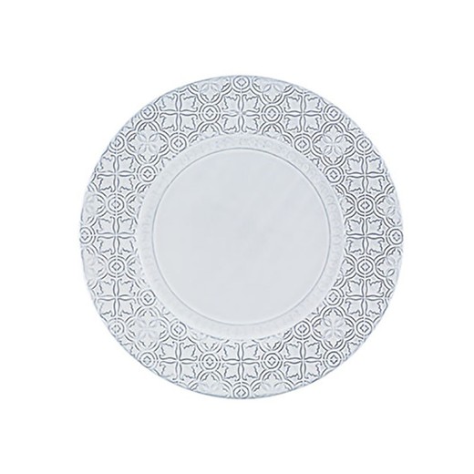 Assiette de présentation en faïence blanche vieillie, 34,5 x 34,5 x 2,5 cm | Rue Nova