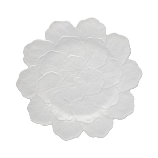 White earthenware presentation plate, Ø 33 x 4 cm | Geranium
