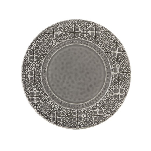 Ash grey earthenware presentation plate, 34.5 x 34.5 x 2.5 cm | Rua Nova