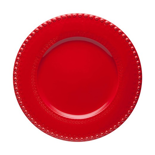 Red earthenware presentation plate, 34 x 34 x 3 cm | Fantasy