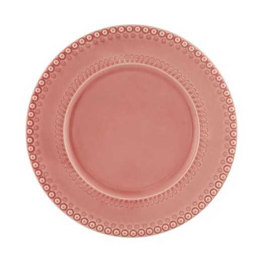 Pink earthenware presentation plate, 34 x 34 x 3 cm | Fantasy