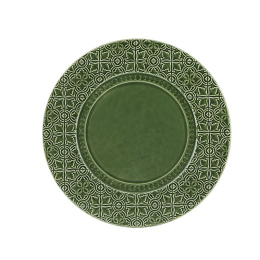 Green earthenware presentation plate, 34.5 x 34.5 x 2.5 cm | Rua Nova