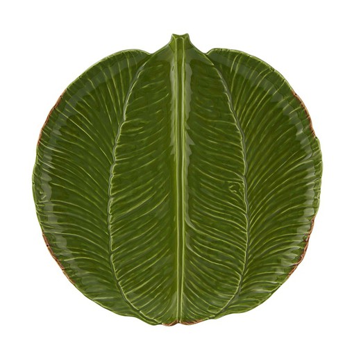 Piatto da presentazione in terracotta verde, 35 x 34,8 x 3,7 cm | Banane Madeira