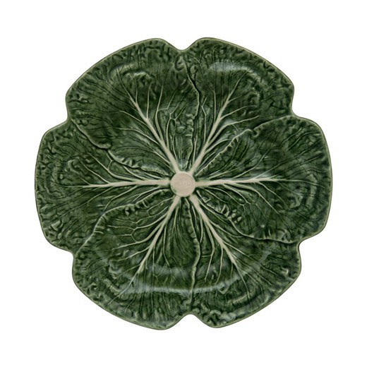 Green earthenware presentation plate, Ø 30.5 x 3.5 cm | Cabbage