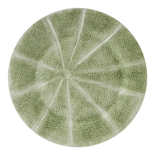 Green and white earthenware presentation plate, Ø 32.6 x 3 cm | Melon