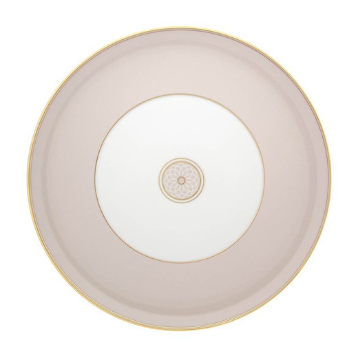 Assiette de Présentation en Porcelaine Blanc, Beige et Or, 32,9 x 32,9 x 2,9 cm | terrasse