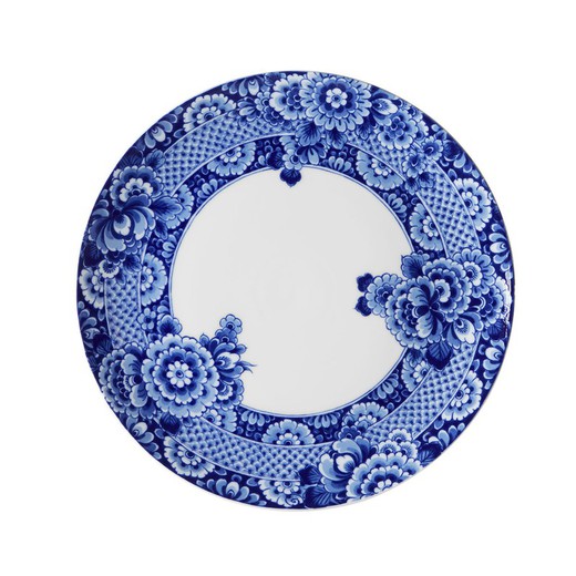 Plato de presentación de porcelana en blanco y azul, 32,8 x 32,8 x 2,6 cm | Blue Ming