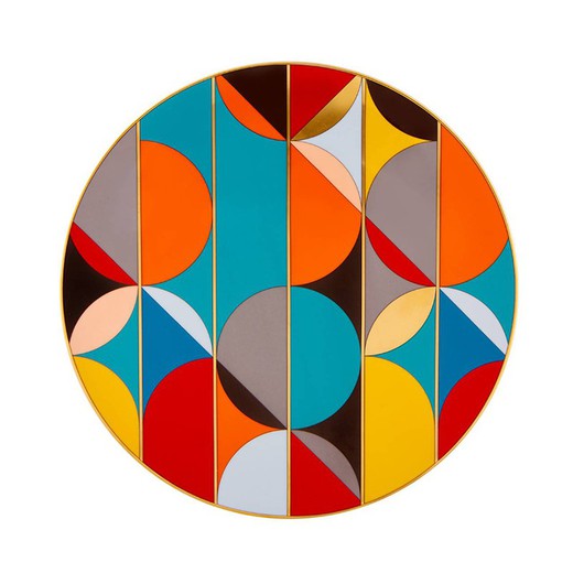 Piatto di presentazione in porcellana multicolore, Ø 33,2 x 1,8 cm | futurismo