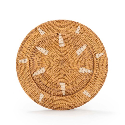 Decorative plate made of natural/white rattan, Ø 50 x 3 cm | dishes